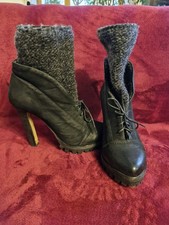 Vic Matie Stiefelette High Heels 39 Schwarz Leder