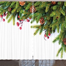 Weihnachten Rustikale Gardine Baum Zweig Kegel