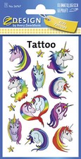 Kinder Tattoo Einhorn Pferde Aufkleber Sticker Karneval Halloween Geburtstag neu