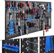 Werkzeugwand Lochwand Metall Werkzeuglochwand mit 17tlg Zubehör Haken 120x60cm
