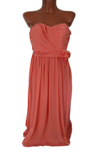 Kleid 2XS 32 Chiffonkleid Bandeau Midikleid wadenlang Partykleid schulterfrei