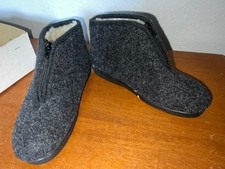Filz Hausschuhe innen Schafwolle Reißverschluss Gr. 38 Hüttenschuh feste Sohle