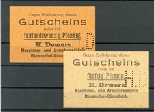 Blumenthal 2 Scheine Notgeld /