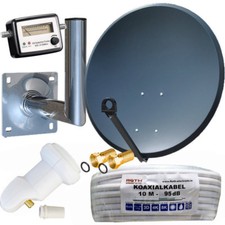 1-Teilnehmer HD Satanlage 60cm Spiegel Schüssel Kabel SAT Finder Single LNB 0,1