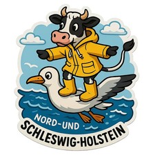 3X Schleswig Holstein Kuh Autoaufkleber 9x9cm Lustiger Bundesland Sticker