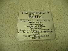 Namensschild für Modellständer oder Diorama - Bergepanzer Büffel