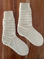 Socken Strümpfe gestrickt Stricksocken Shoppersocken Gr. 38 weiß 