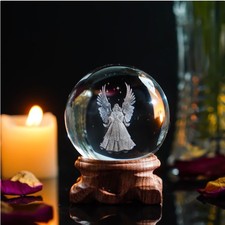 Transparente Kristallkugel mit 3D Engel und Lasergravur - Ideal fürs Heim