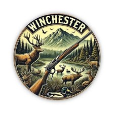 Blechschild rund Winchester Gewehr Jagd Vintage Metallschild TEL3428