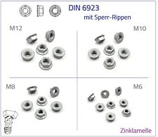 Flanschmutter DIN 6923 M6 M8 M10 M12 Kl.10 10.9 Zinklamelle mit Sperr-Rippen