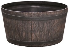 Pflanztrog, Blumentrog, Pflanzkübel in Holzfassoptik, Holzeimer