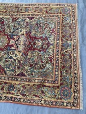 Antiker alter gebrauchter p'ersischer handgefertigter I'sfahan Wollteppich um 1970, Größe 232x145 cm
