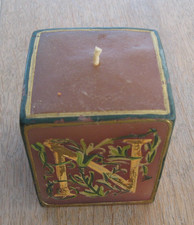 alte Kerze " Fete de Noel red green " eckig N O E L