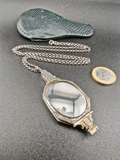 Rarität - Lorgnette Lupenkette Silber Antik - Vintage Lupe Kette Brille 835