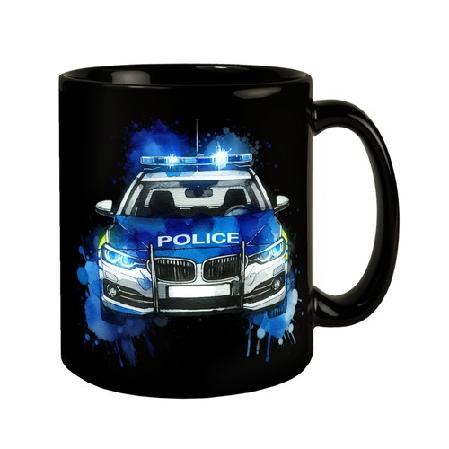 Polizeiauto tasse schwarz - polizeiauto, in