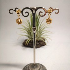 Rosen Ohrstecker Granat Rose Rosenschmuck Ohrringe Hochzeit Vintage Silber 925/-