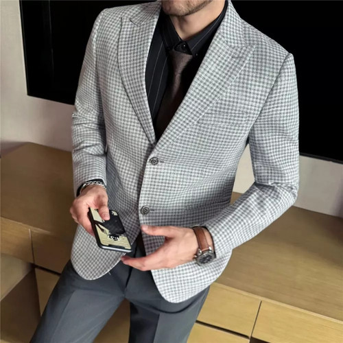 Herren blazer hellgrau check - herren,