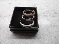 3 Set Silber Ringe mit Achat+Zirkonia, Gr. 20 mm, 925, neu