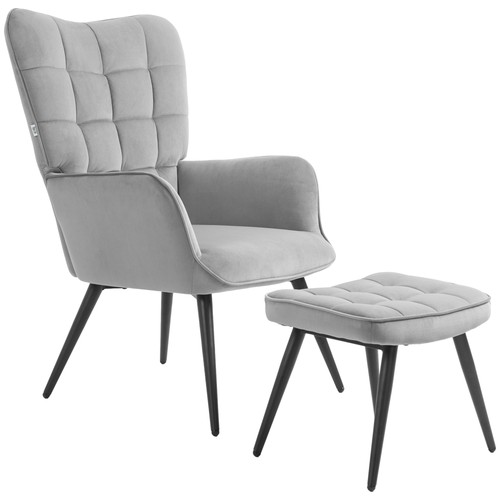 Homcom ohrensessel mit hocker - mit,
