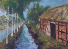 Klauk, Kurt (1941-2016) Ölgemälde MOORGRABEN Worpswede signiert 1975