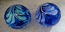 2x Glaskugel blau türkis Glitzer Baumkugel Glaskugel Weihnachtsbaum Baumschmuck