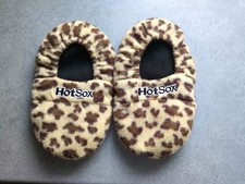 Körnerpantoffeln Hot Sox gefüllt mit Leinsamen Leopardenmuster gebraucht