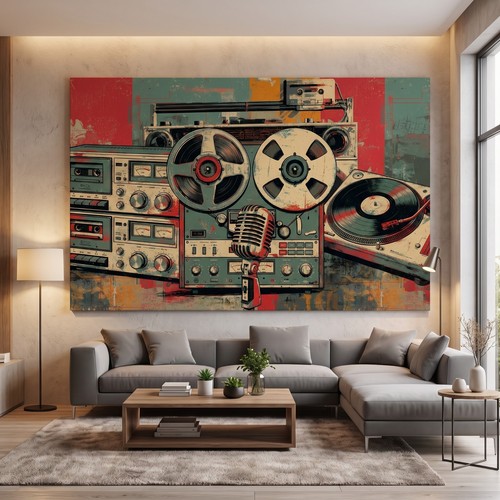 Retro musik wandbild - retro,