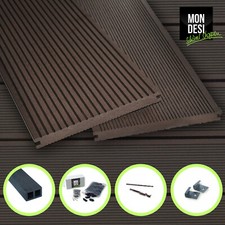 WPC Terrassendielen Breitdielen XL Komplettset 3-5m Länge, 3 Farben 8-90m² Diele