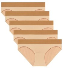 Jockey 5er Pack Seamfree Damen Bikini Slip Hipster Microfaser Light Beige NEU