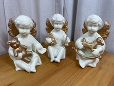 Eduscho 3 Porzellanengel Weihnachtsdeko handbemalt