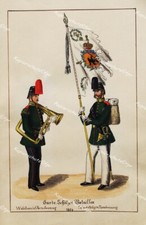 Preußen Uniform Garde Schützen Bataillon Berlin Hornist Waldhorn Fahnen-Träger