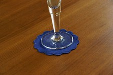 Halbleinen Dunkelblau Glasuntersetzer rund 10cm Gastronomie  Tischwäsche neu 23