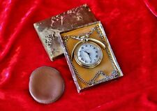 Edle Schweizer Revers-Taschenuhr GENEVE Silber 835, Werk DUGENA Kette Silber 835