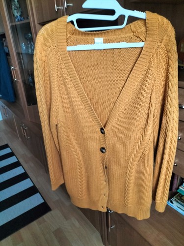 Strickjacke senfgelb grobes