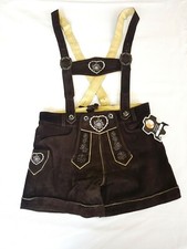 Damen Lederhosen mit Trägern Bayernhosen Trachten Shorts Stickerei braun Gr. 36 