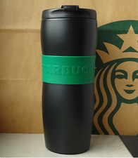 Starbucks Tumbler Thermobecher Edelstahl Lucy schwarz grüner Schriftzug 12oz NEU