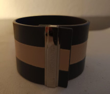 * CK Calvin Klein Armband Leder & Edelstahl 18cm 4cm Breit Neu Grau/Beige