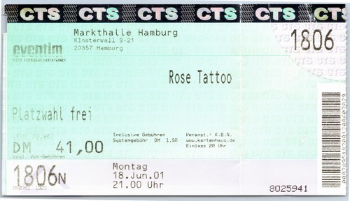 Rose tattoo ticket 2001 - rose,