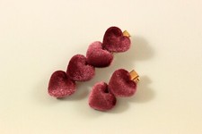 2x Haarklammer Haarspange Herz Samt Plüsch süß Gold Haarklammer Set A402