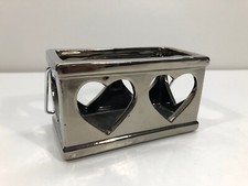 Teelichthalter mit Henkel Rechteckig Herzform Chrom Verspiegelt Tischdeko