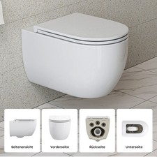 Hänge WC Toilette Spülrandloses Wand 360° Superspin Spülung UF Softclose Deckel