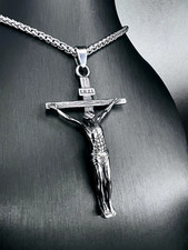 Jesus Christus Kreuz Anhänger Edelstahl Kette Religion Glaube Schmuck Biker 259A