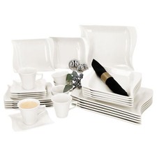 30tlg Kombiservice Ivory Porzellan 6 Pers. Tasse Untertasse tiefe flache Teller 