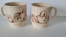 2 Tassen Kilncraft Coloroll England Bobtail mit Welpen Sheepdog beige braun