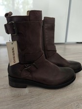 Neue ungefütterte Lederstiefel, Marke: DIESEL, Größe 39