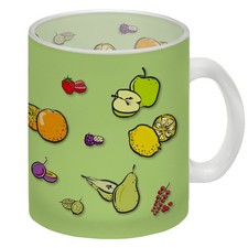 Glas Tasse in grün zum Thema Obst mit verschiedenen Früchten