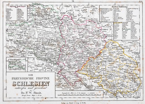 Schlesien landkarte stahlstich - schlesien,