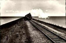 Hindenburg-Damm Eisenbahn Verbindung zur Insel Sylt Schleswig Holstein ~1960 