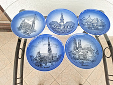 5 Alte Copenhagen Porzellan Wandteller : Brüssel , München , Wien , Mannheim ,