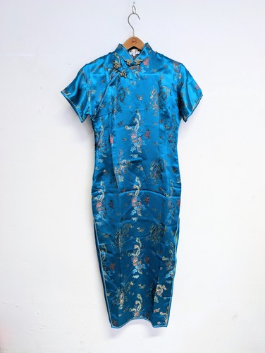 Qipao kleid azzurro lungo - azzurro,